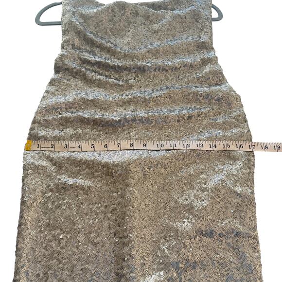 NWT Nookie Europa Pewter Silver Sequined Maxi Formal Dress Slit Large Event L - Picture 13 of 13